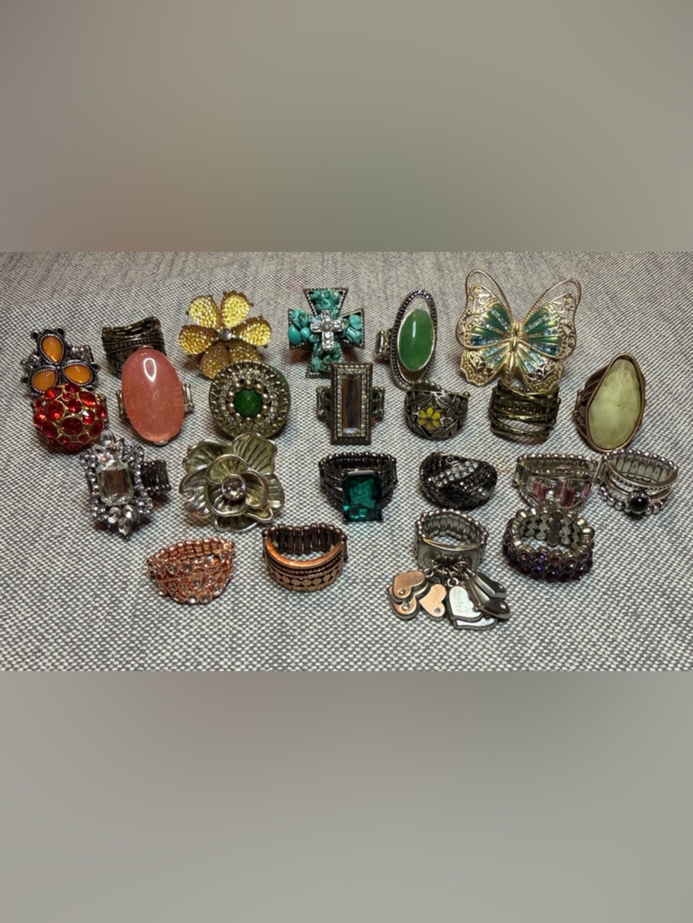 Fashion Statement Multi-Color Gemstone Stretch Cocktail Ring Lot Women Jewelry
